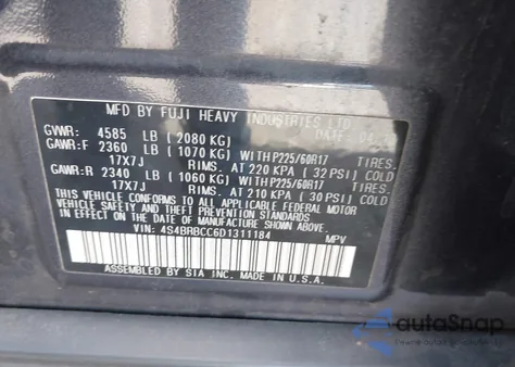 2013 Subaru Outback 2.5I Premium from USA, damaged, VIN 4S4BRBCC6D1311184